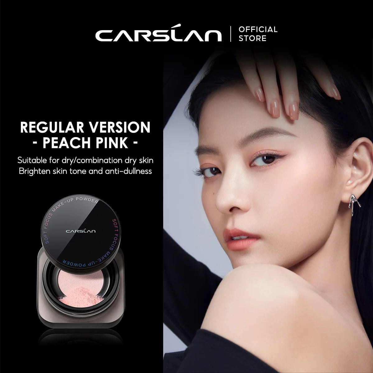 CARSLAN Black Magnetic Loose Setting Powder – Matte & Long-Lasting