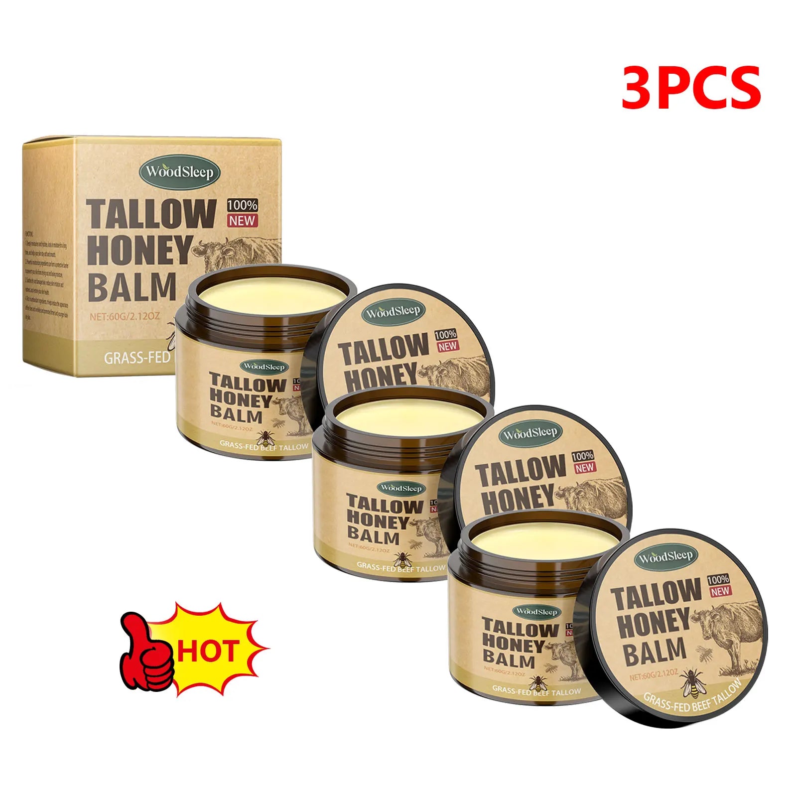 Whipped Beef Tallow & Honey Balm – Organic Face & Body Moisturizer
