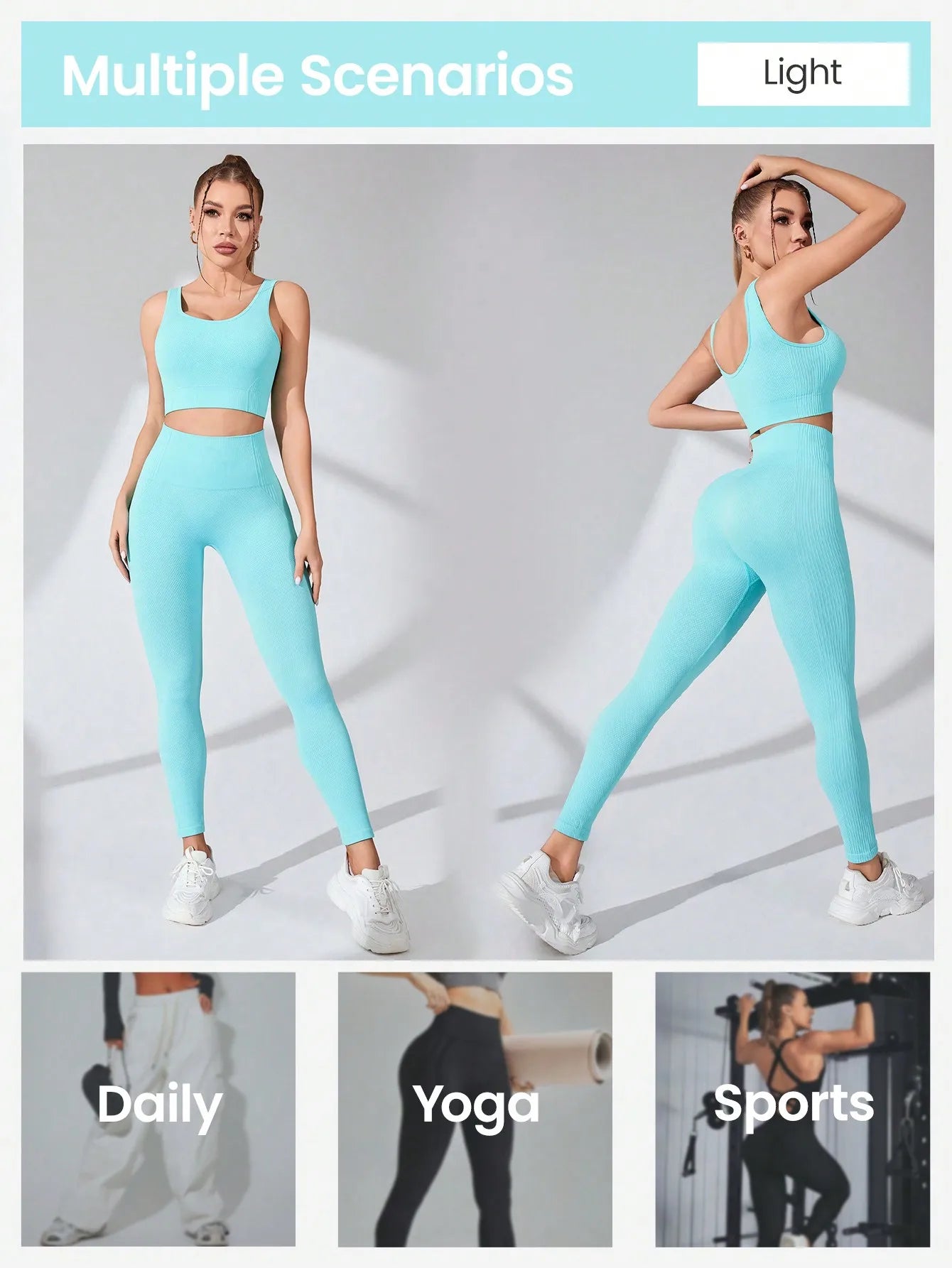 Women’s 2-Piece Workout Set – Seamless Yoga Leggings & Sports Bra