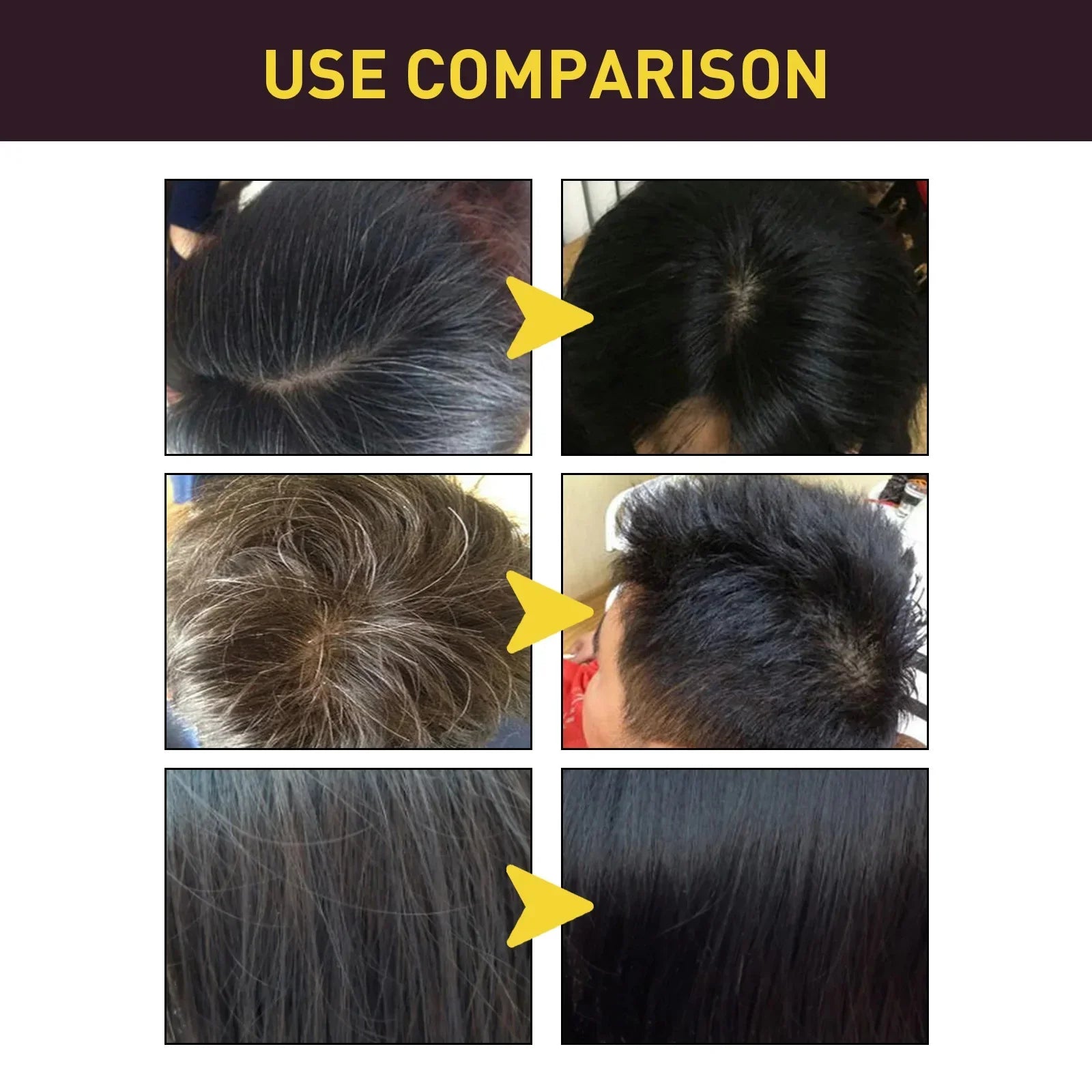 500ml Herbal Hair Dye Shampoo – Gray to Dark Brown/Black