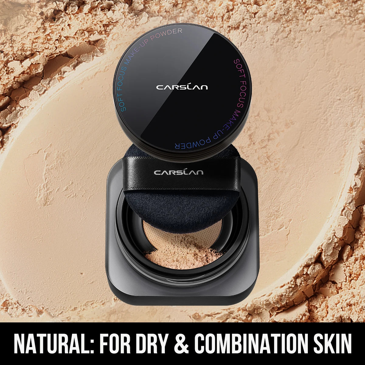 CARSLAN Black Magnetic Loose Setting Powder – Matte & Long-Lasting