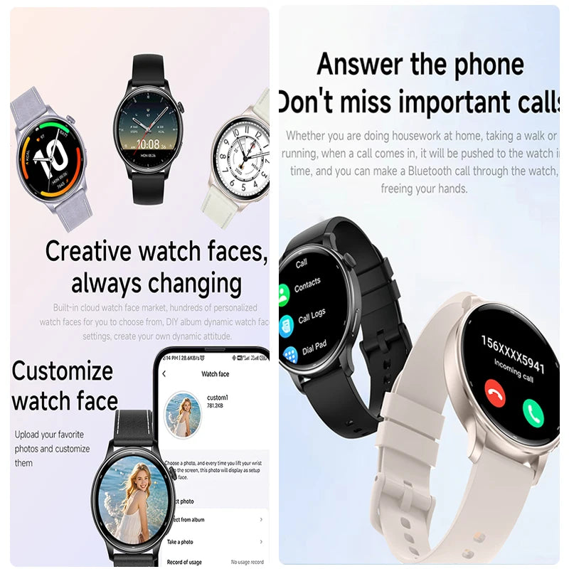 2025 GPS Smartwatch for Women – 1.32” AMOLED, Heart Rate & BT Call