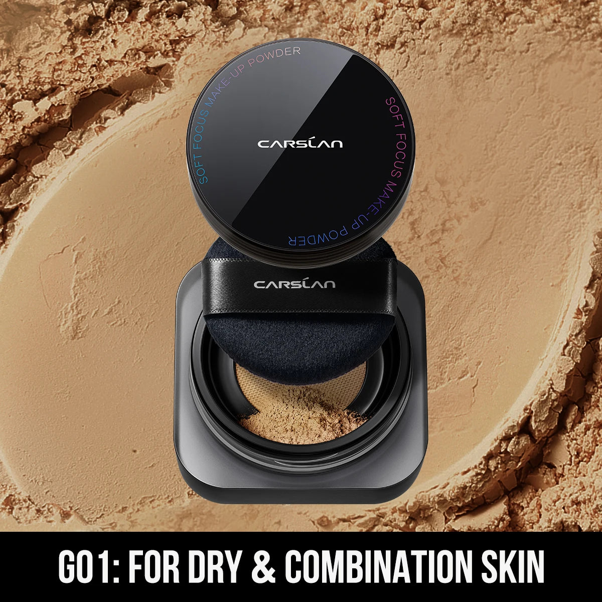 CARSLAN Black Magnetic Loose Setting Powder – Matte & Long-Lasting
