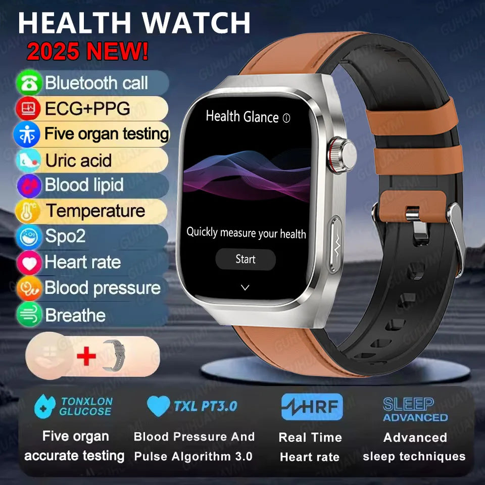 2025 Health Smartwatch – Blood Fat & Uric Acid Monitor with Bluetooth Call