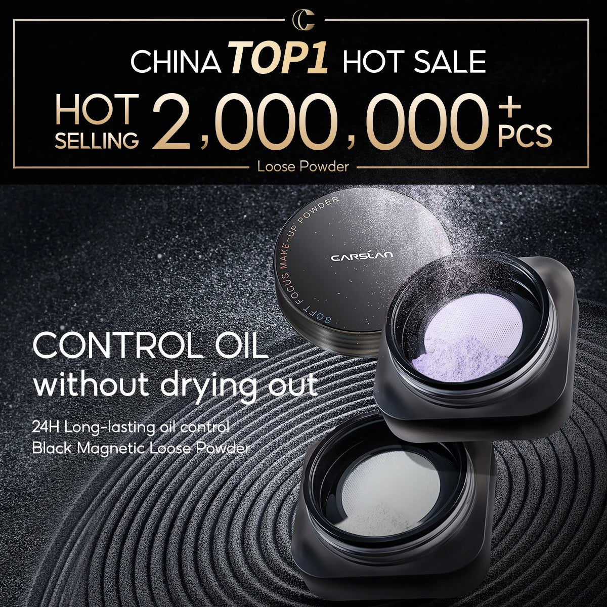 CARSLAN Black Magnetic Loose Setting Powder – Matte & Long-Lasting